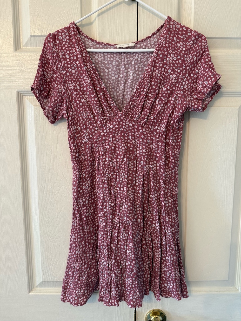 La Hearts Mauve Floral V-Neck Mini Dress